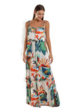 Load image into Gallery viewer, Model Front: Blueman Maxi Dresses Vestido Longo Olivia Tropical Mess