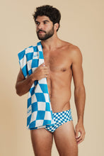 Load image into Gallery viewer, Model Back: Blueman Beach Towel Toalha Xadrez