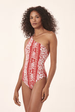 Load image into Gallery viewer, Model Front: Blueman One-Piece Sardenha Barrado-Paraiso