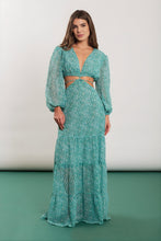 Load image into Gallery viewer, Model Front: Blueman Maxi Dresses Reflexo Long Sleeve Dress