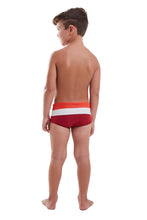 Load image into Gallery viewer, Model Back: Blueman Boy's Swimwear Sunga Army Crepusculo Fresh Vermelho Inf