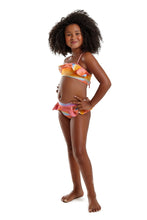 Load image into Gallery viewer, Model Front: Blueman Girl's Two-Piece Biquini Peteca Sunset