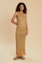 Load image into Gallery viewer, Model Front: Blueman Midi Dress Gold Tricot Dress
