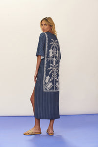 Model Back: Blueman Kaftans / Cover Ups Kaftan Dress Seiva-Doce-Azul