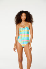 Load image into Gallery viewer, Model Front: Blueman One-Piece Maio Catita Xadrez Candy

