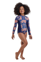 Load image into Gallery viewer, Model Front: Blueman Girl&#39;s One-Piece Maio Long John Açaí

