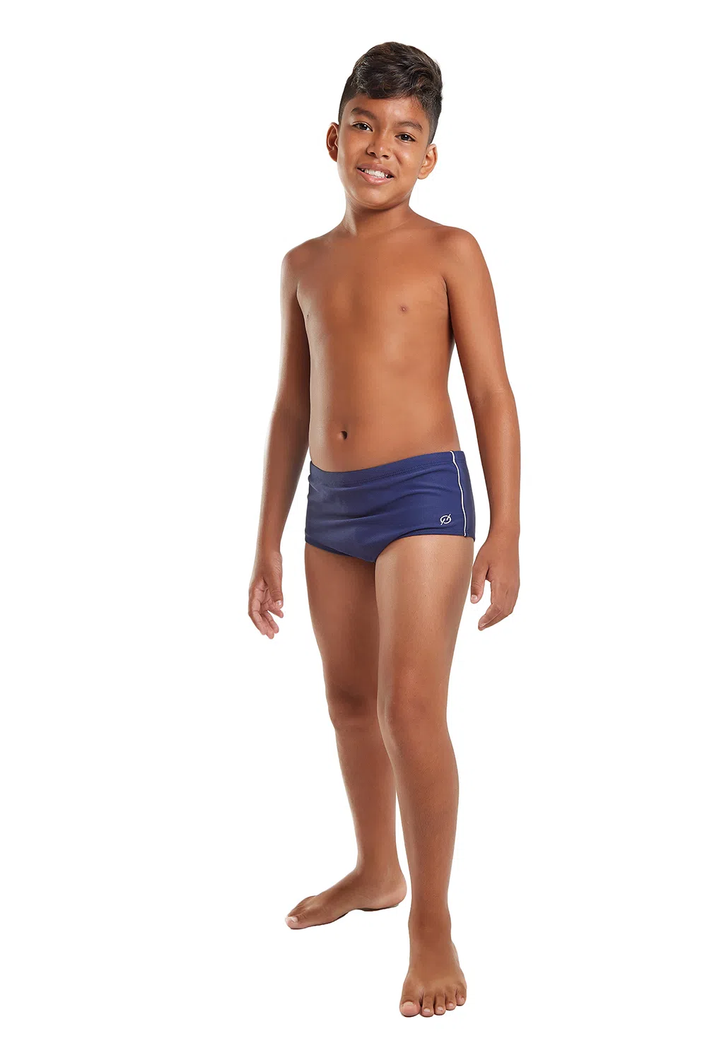 Model Front: Blueman Boy's Swimwear Sunga Army Fit Frisos Marinho