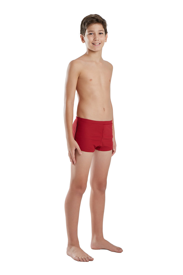 Model Front: Blueman Boy's Swimwear Sunga Berlim Fit Vermelho