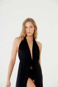 Image 05: Blueman Maxi Dresses Vestido Saida Duo Liso Preto Mistica