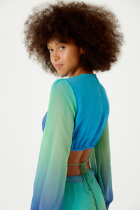 Vestido Longo Resort Degrade Sky Barrado